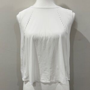 NWOT Lululemon White Sleeveless Top – Sheer Detail & Back Pleats (Size M)